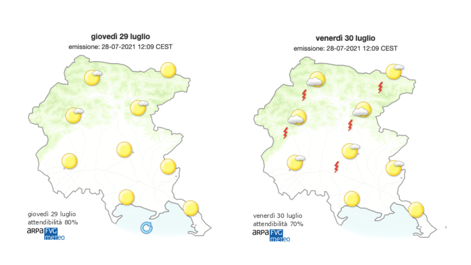 Immagine per Meteo, torna sole e caldo afoso sul Goriziano, domenica di fresco 